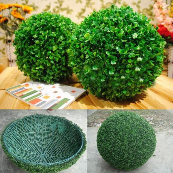 Boule de gazon artificielle de couleur verte pour les espaces extérieurs.