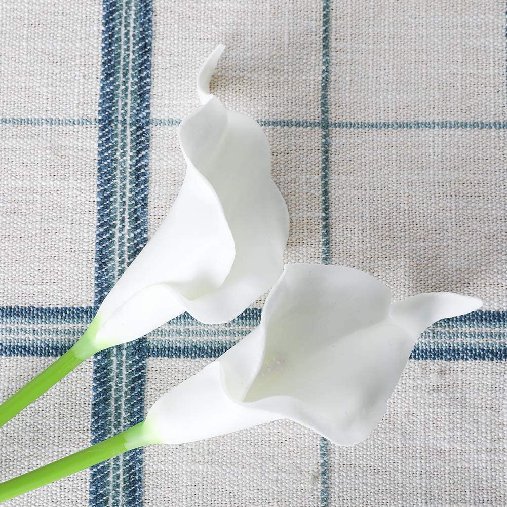 Photo de 2 fleurs de lys artificielles sur un torchon à carreaux