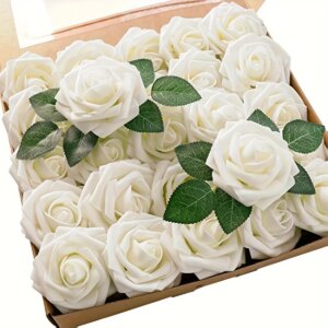 Fausses fleurs artificielles avec tige, 25 pièces pour décoration de mariage, centres de table et projets de bricolage.